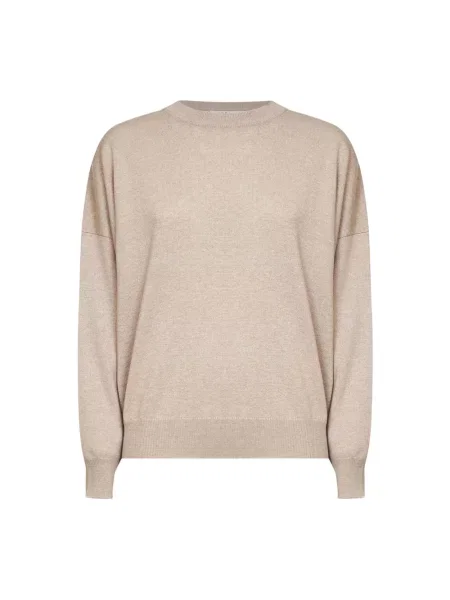 Sweter Brunello Cucinelli z kaszmiru beżowy