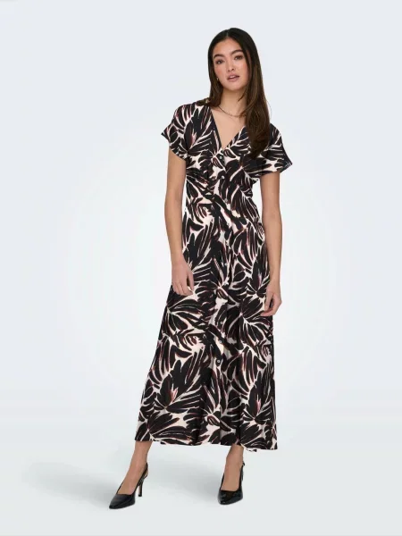 ONLY Rochie tip bluză ONLNOVA MOLLIE maro / negru alb