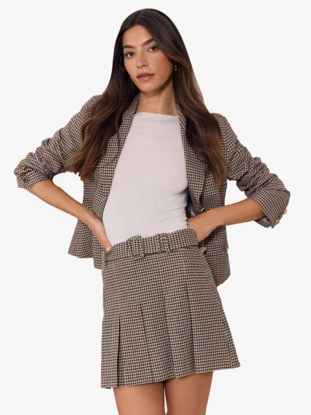 Lipsy Fustă bej / roșu burgundy negru
