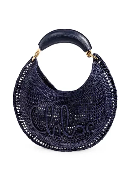Geantă shopper Chloé cu broderie albastru