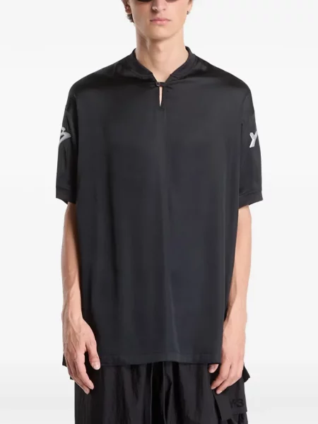 Tricou Y-3 din satin cu autograf negru