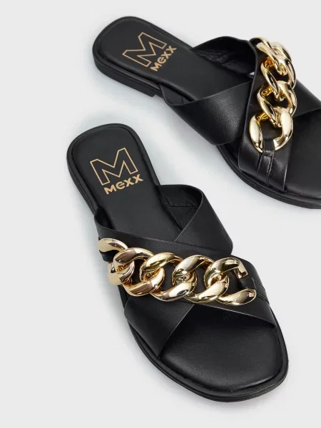 Шкіряні шльопанці Mexx чорні