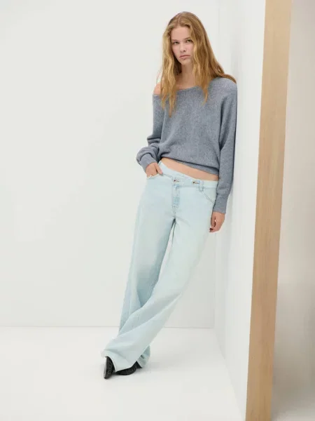 Sweter z odkrytym ramieniem średni Teen L MANGO TEEN szary