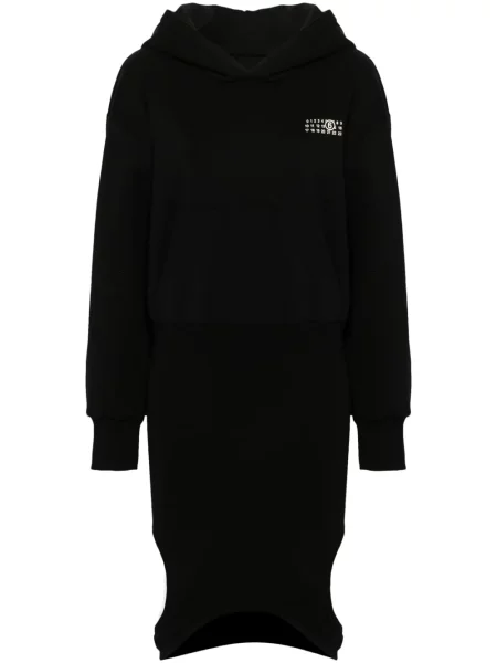 Rochie Mm6 Maison Margiela cu glugă cu imagine din jerseu negru