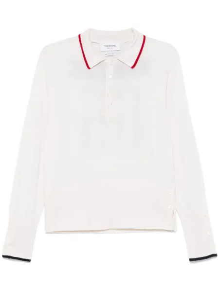 Polo Thom Browne din cașmir alb