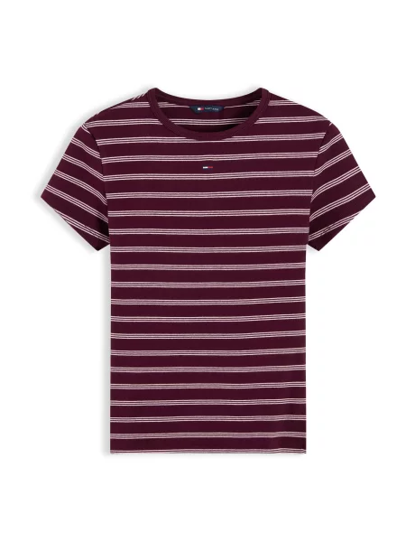 Tommy Jeans Tricou ESSENTIAL roșu vin / lână alb