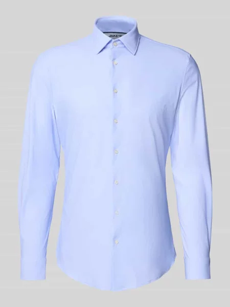 Koszula biznesowa o kroju slim fit z kołnierzykiem typu kent Jake*s błękitna