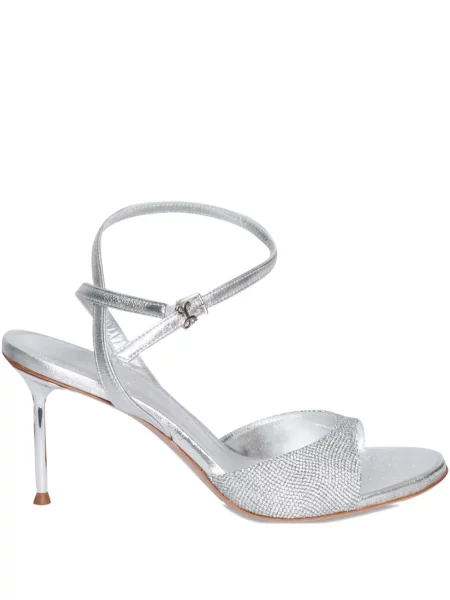 Sandały Sergio Levantesi z kryształkami srebrne