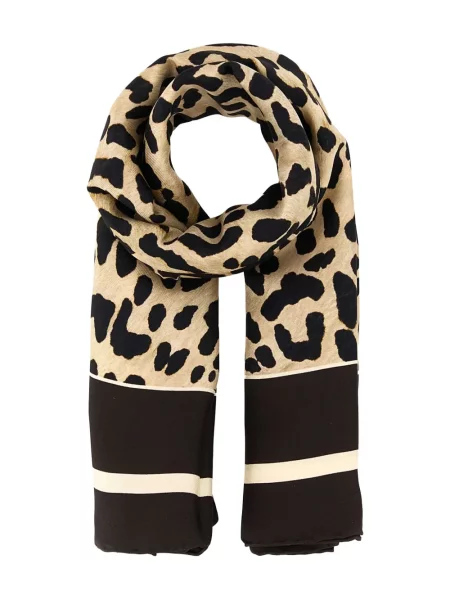 Fular Valentino Garavani de mătase cu imagine cu model leopard maro