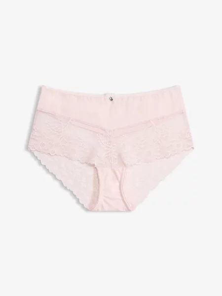 Figi panty z delikatną koronką różowe