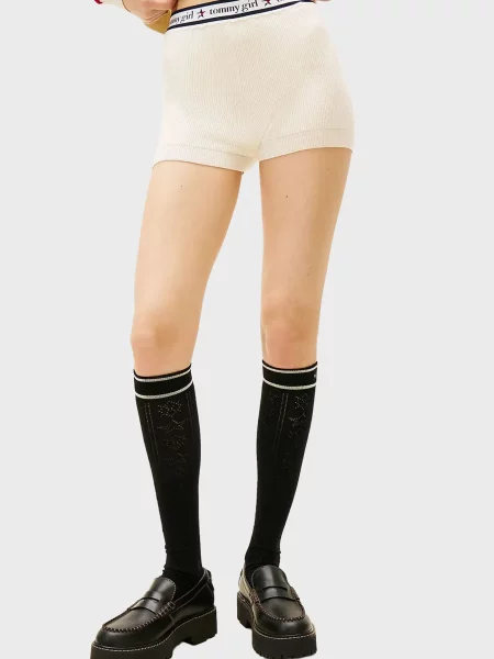 Шерстяные джинсовые шорты Tommy Jeans белые