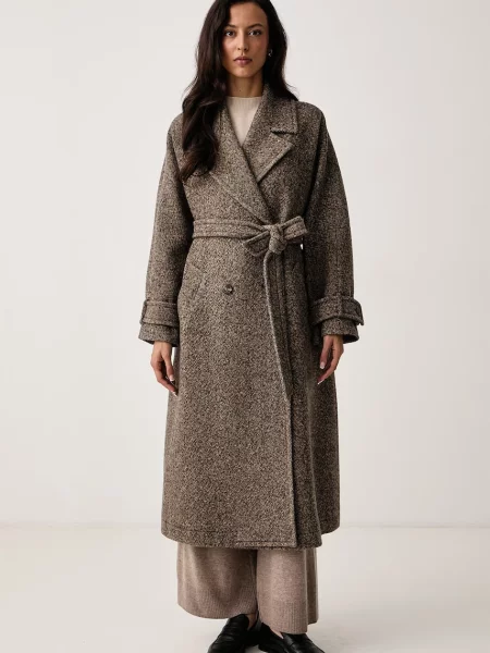 Weekend Max Mara palton pentru femei din lână WKDTEMA maro