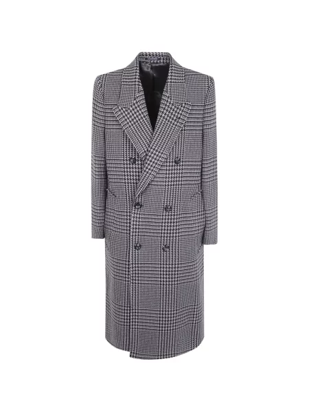 Palton Emporio Armani în carouri cu două rânduri de nasturi gri