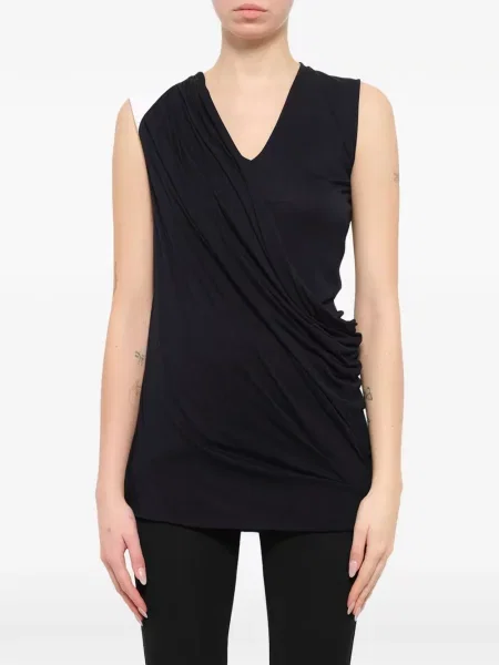 Top Givenchy cu decolteu în V drapat negru