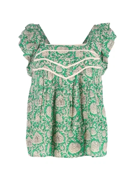 Top Ba&sh cu model floral cu imagine verde