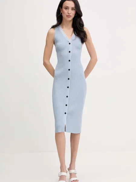 Karl Lagerfeld sukienka z wiskozą niebieska