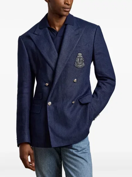 Яке Ralph Lauren Purple Label бродирано двуредно синьо