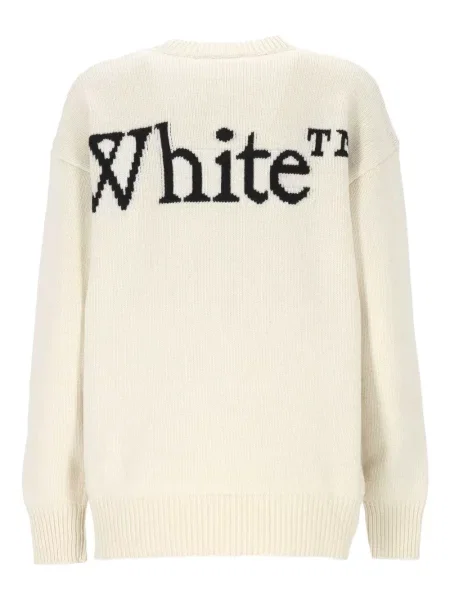 Pulover Off-white de lână cu autograf alb