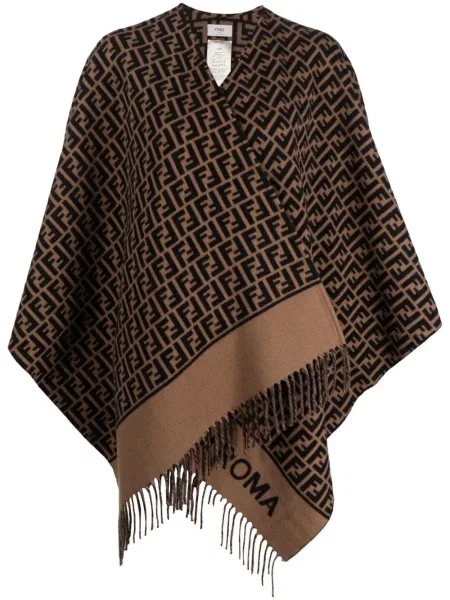Poncho Fendi cu imagine maro