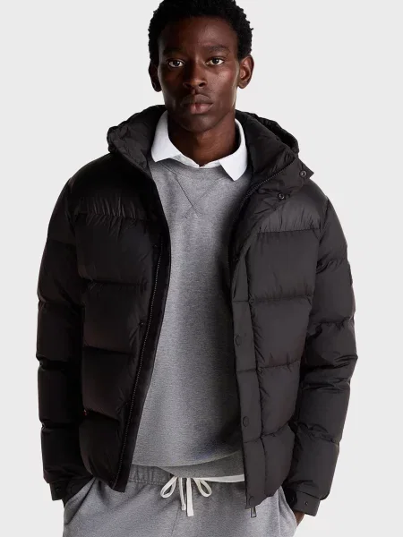 Пуховик Tommy Hilfiger з капюшоном чорний