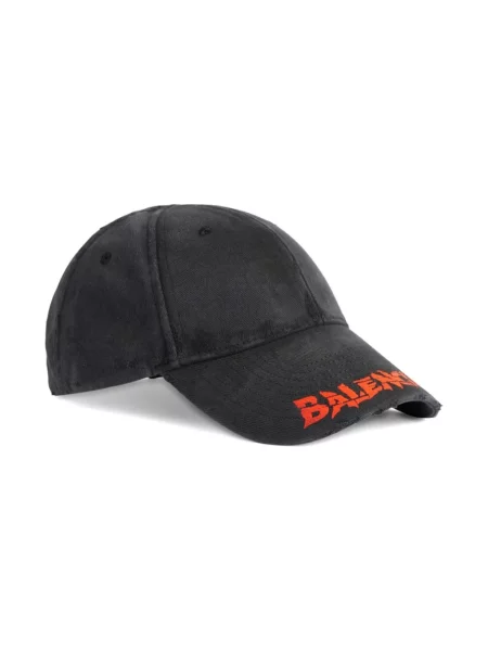Lniana czapka z daszkiem Balenciaga z logo czarna