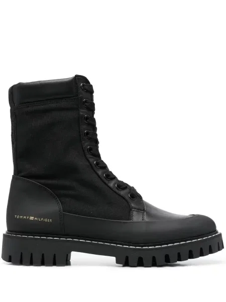 Botine Tommy Hilfiger cu șireturi din dantelă negru