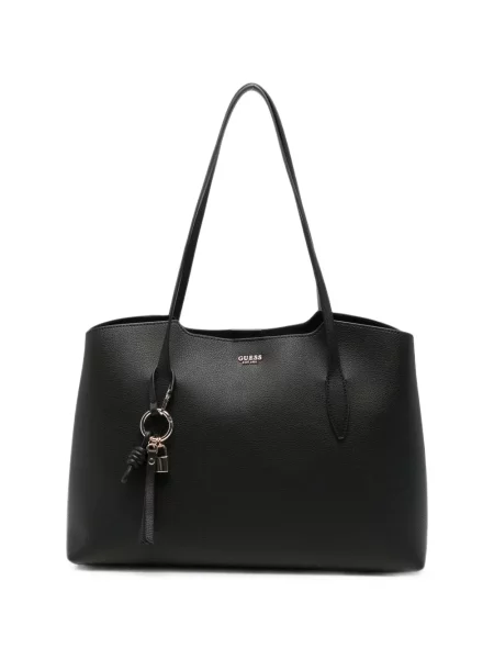Geantă shopper Guess cu autograf negru