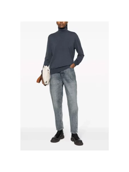 Sweter z golfem Brunello Cucinelli z kaszmiru do golfa niebieski