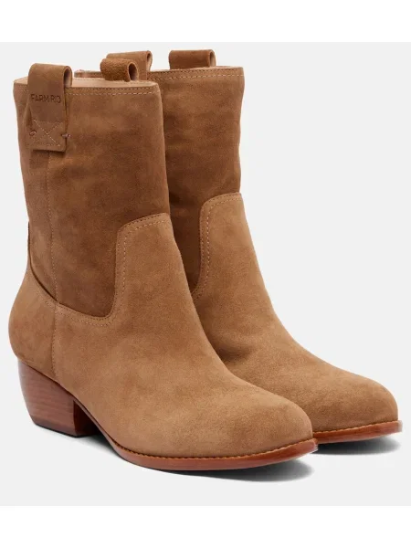 Cizme scurte Farm Rio din piele de căprioară maro