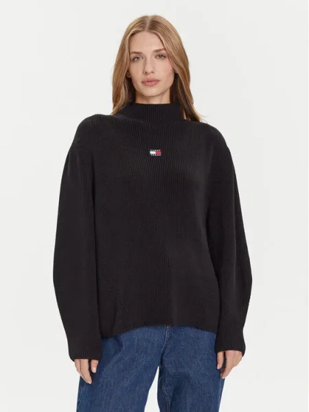 Tommy Jeans Pulover Badge negru
