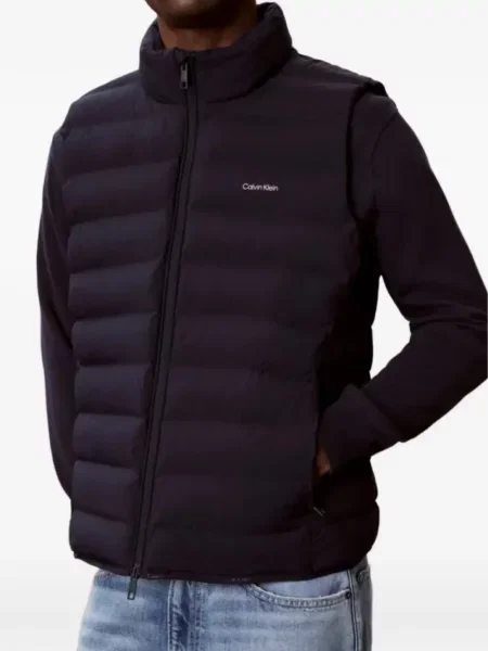 Ватиран елек Calvin Klein с автограф синьо