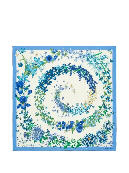 Fular Ferragamo de mătase cu model floral cu imagine