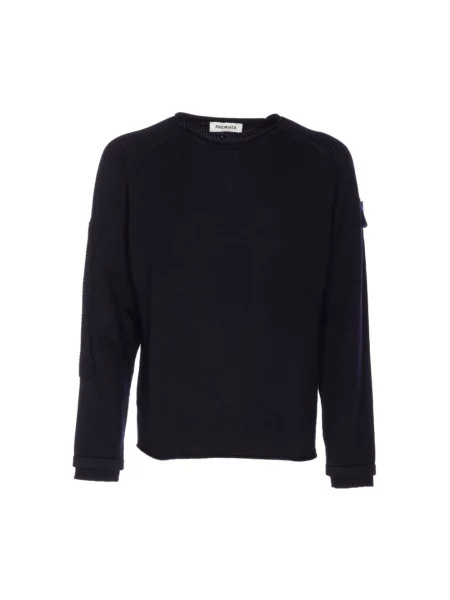 Sweter Premiata wełniany z logo niebieski