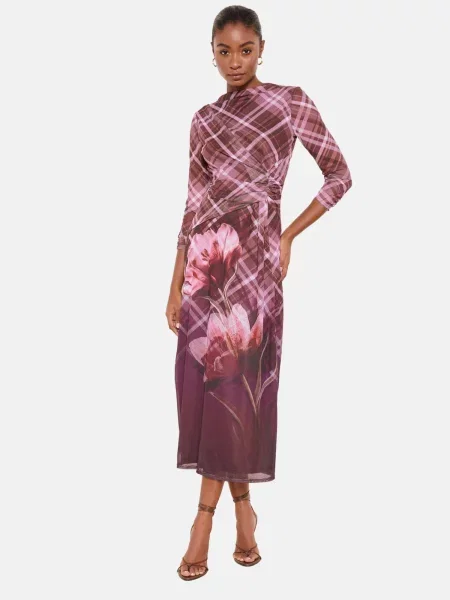 Lipsy Rochie roz / roșu burgundy / rubiniu alb