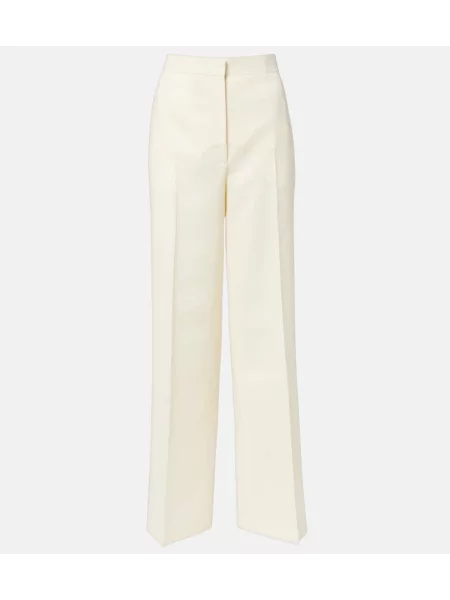 Szerokie spodnie Fforme wełniane białe