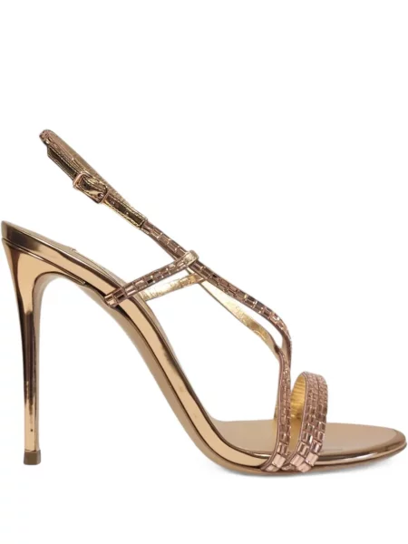 Sandale Casadei slingback de cristal auriu