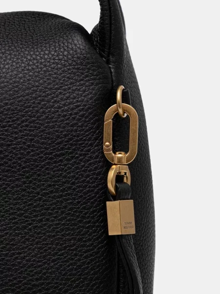 Kožená kabelka Tommy Hilfiger černá