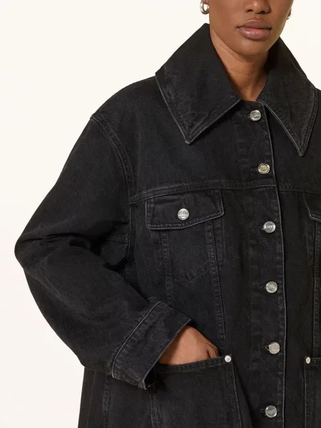 Ganni Džínová Bunda black washed černá