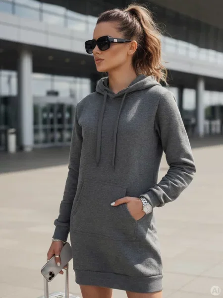 Bluza długa z kapturem oversize TIMMY ciemnoszara Dstreet