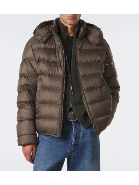 Geacă cu puf Moncler cu glugă gri