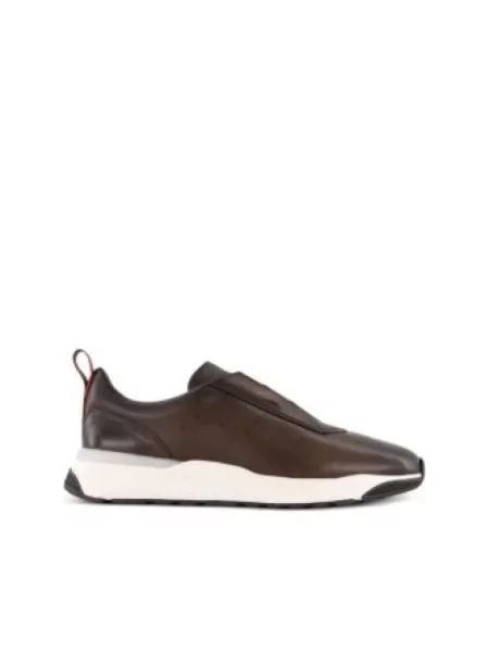 Sneakersy Santoni skórzane brązowe