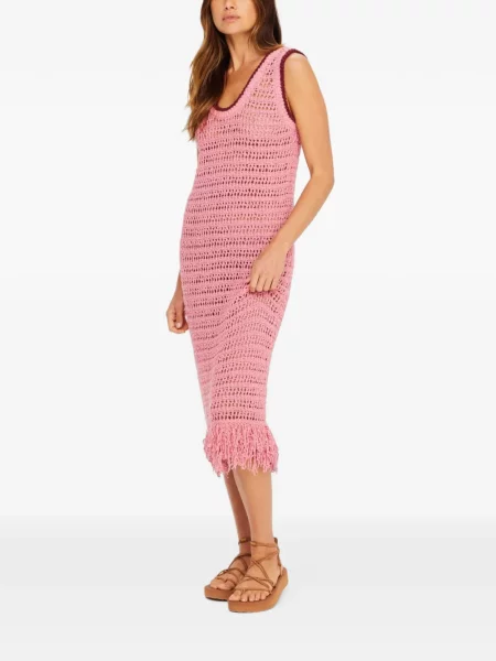 Rochie midi The Upside cu franjuri roz