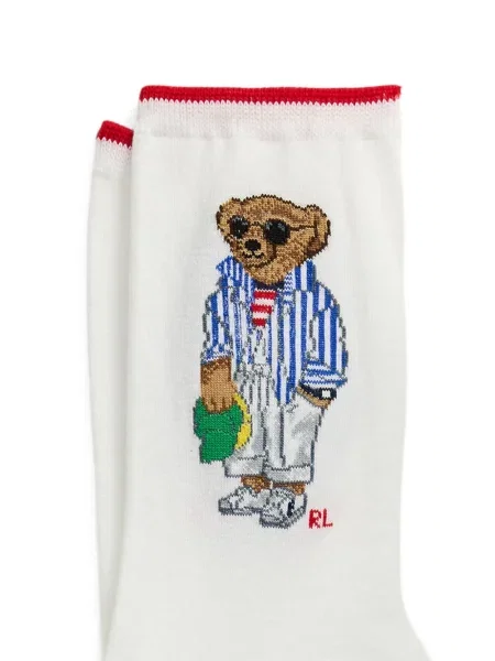 Кожени чорапи Polo Ralph Lauren с отворена пета с пейсли десен бяло