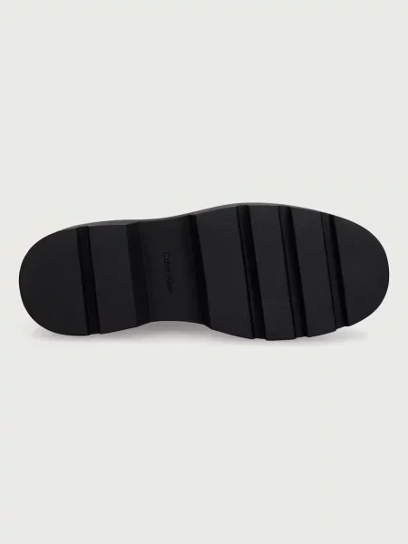 Calvin Klein Bőr bokacsizma fekete