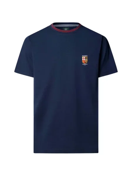 Tricou Hackett London cu broderie albastru