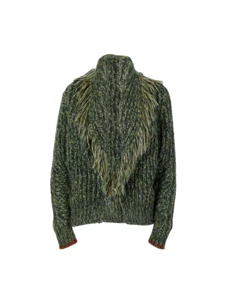 Dzianinowy kardigan Skills & Genes z głębokim dekoltem zielony