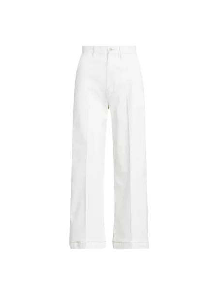 Spodnie Ralph Lauren z wysoką talią o krotszym kroju białe