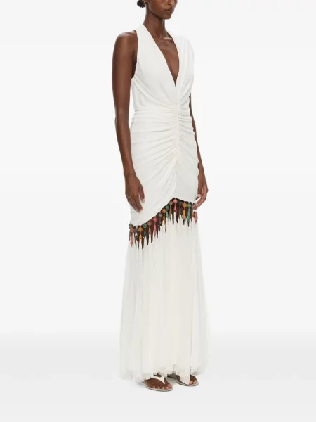 Rochie maxi Christopher Esber cu volane alb