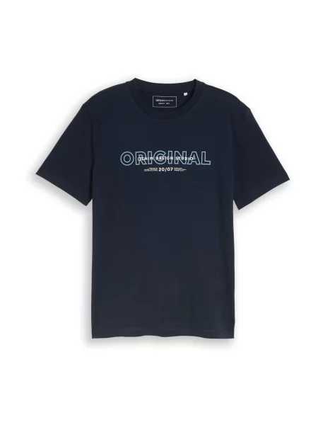 TOM TAILOR DENIM Tricou albastru marin / albastru deschis alb
