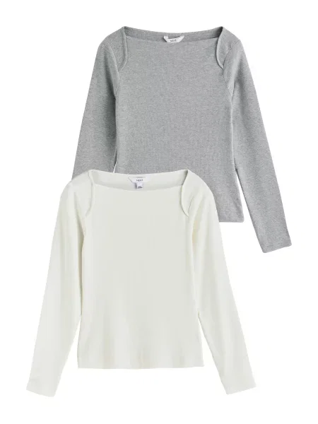 Next Tricou gri amestecat alb
